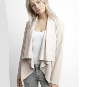 BLANK NYC private practice faux suede drape jacket zipper cowl neck closure XS